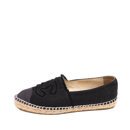 Chanel Black CC Linen Espadrille 40