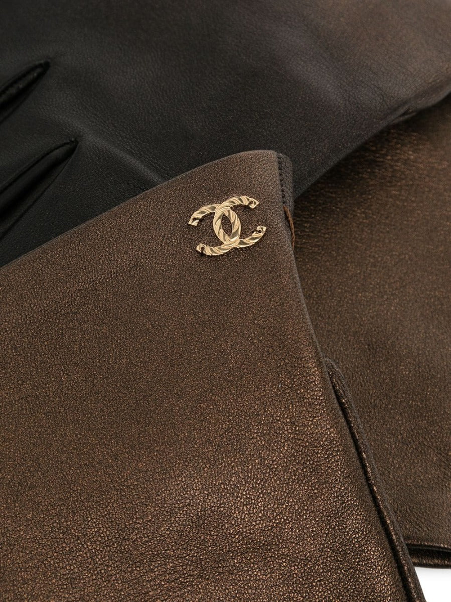 Metallic Bronze Leather Gloves