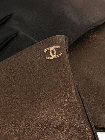 Metallic Bronze Leather Gloves