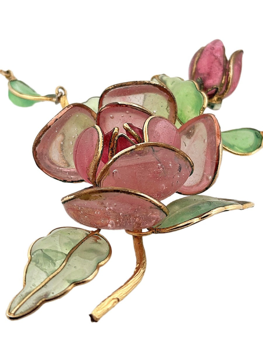 Gripoix Glass Flower Necklace