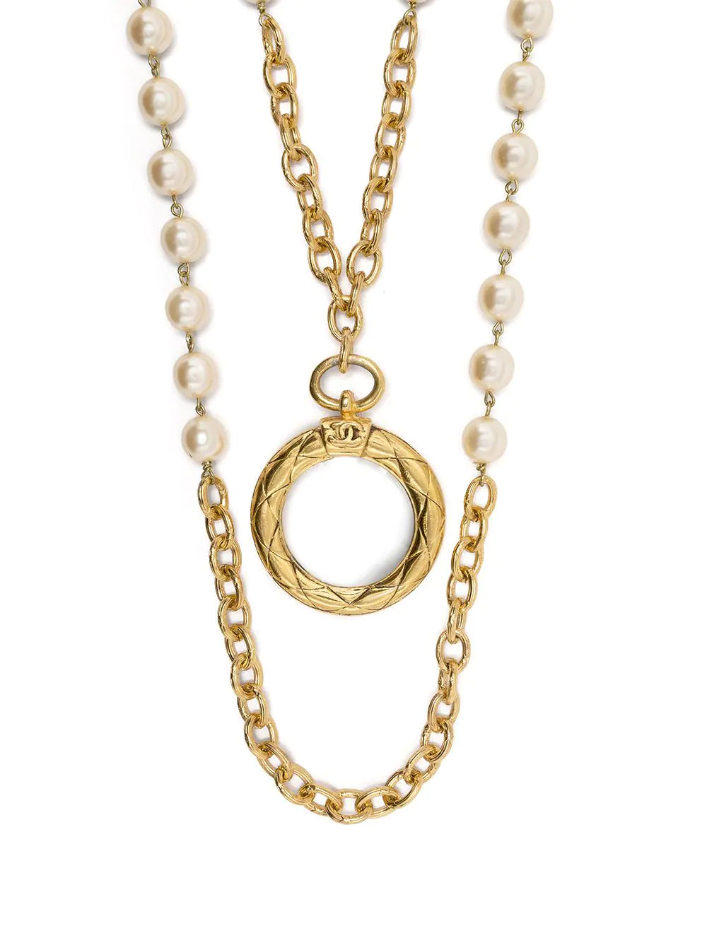 Pearl-embellished Double-chain Necklace