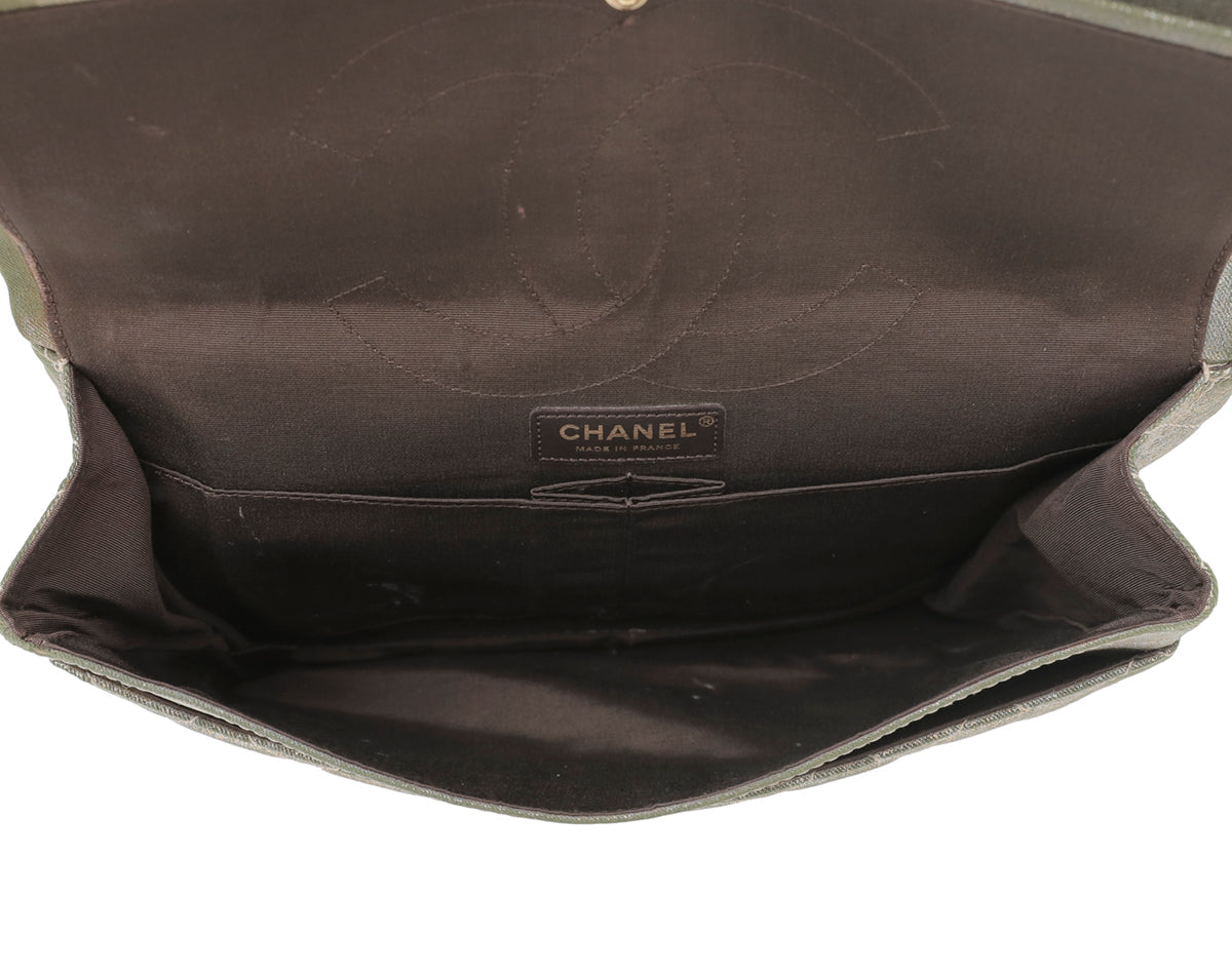 Chanel Metallic Khaki Denim Reissue Double Flap Bag