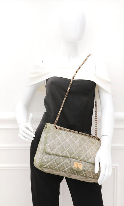 Chanel Metallic Khaki Denim Reissue Double Flap Bag