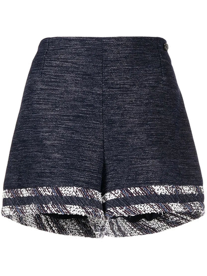 Striped Blue Tweed Shorts