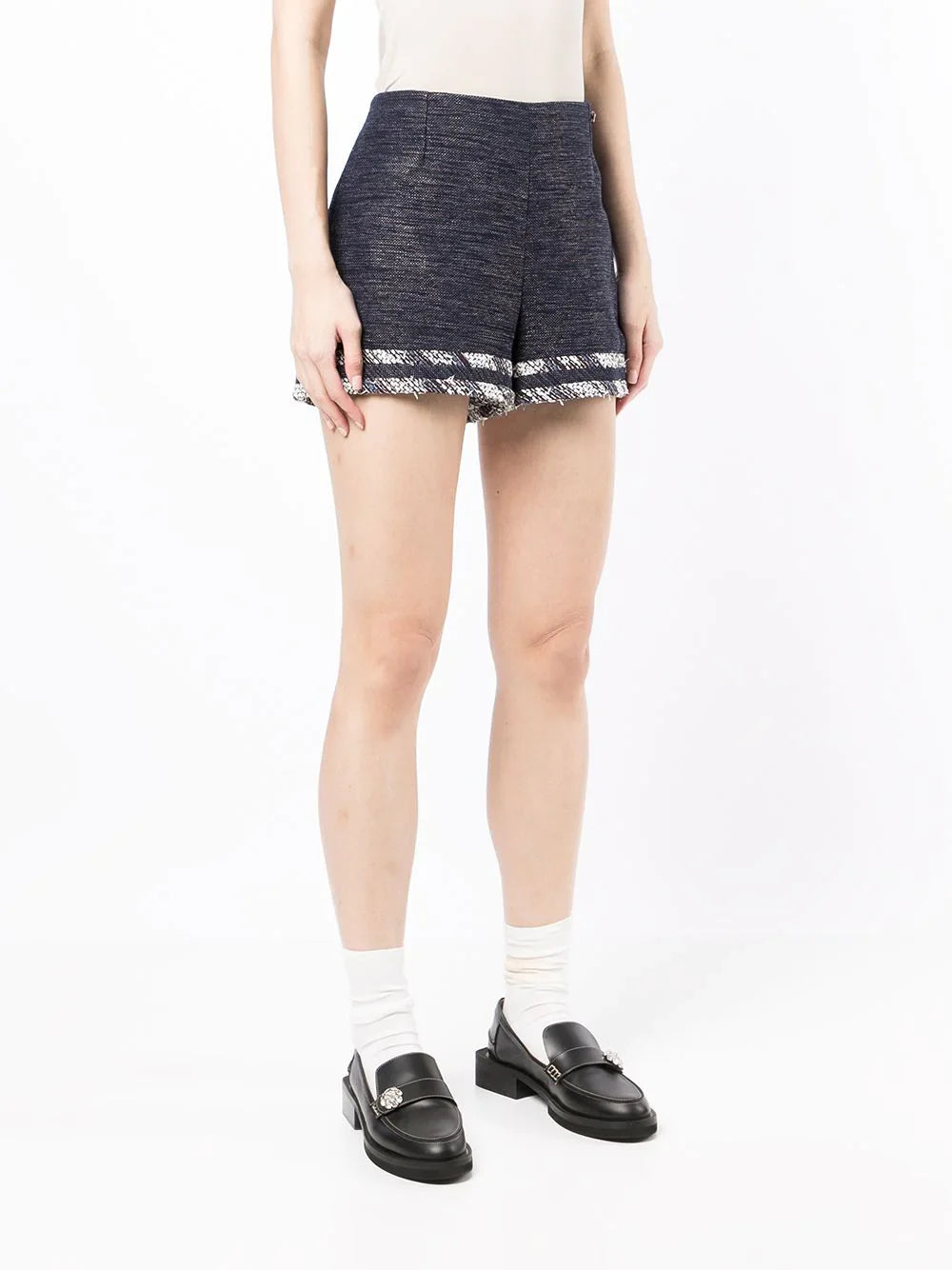 Striped Blue Tweed Shorts