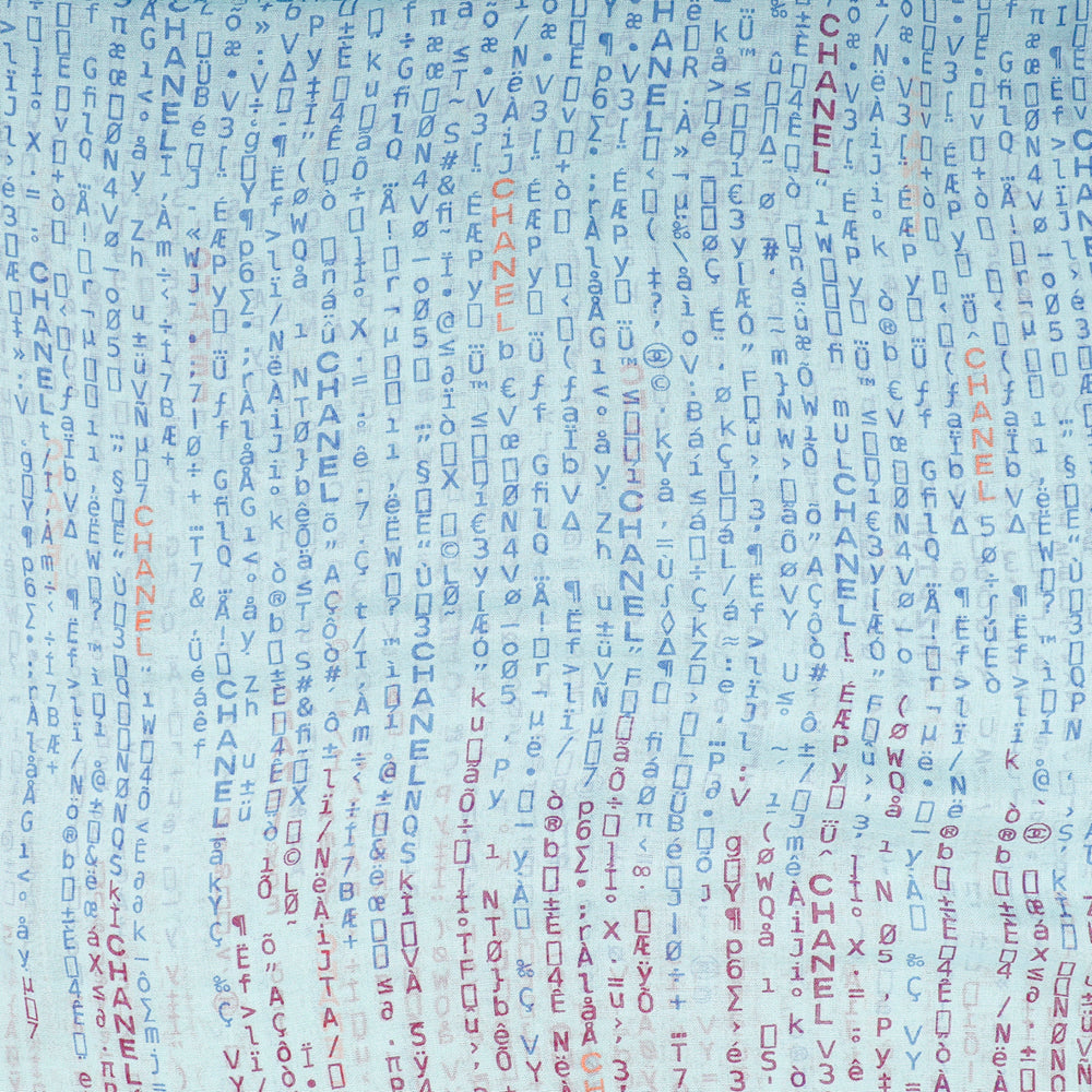 Chanel Light Tiffany Multicolor Symbol Logo Print Silk Cashmere Scarf