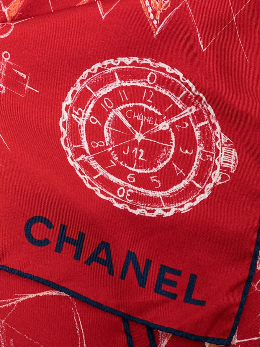 Symbols Motif Silk Scarf