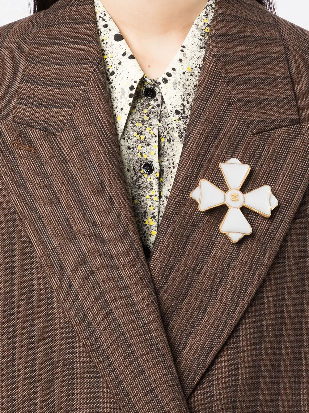 White Maltese Cross Brooch