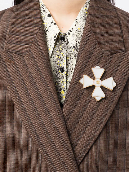White Maltese Cross Brooch