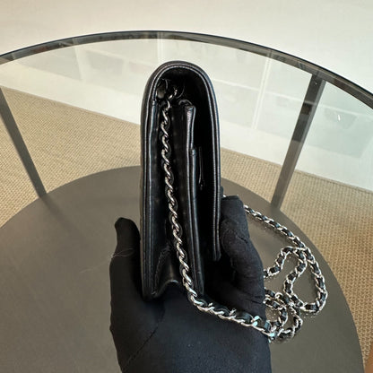 WOC Camellia Wallet On Chain Lambskin Black SHW No 20