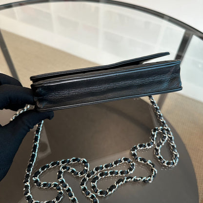 WOC Camellia Wallet On Chain Lambskin Black SHW No 20