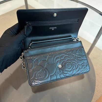 WOC Camellia Wallet On Chain Lambskin Black SHW No 20