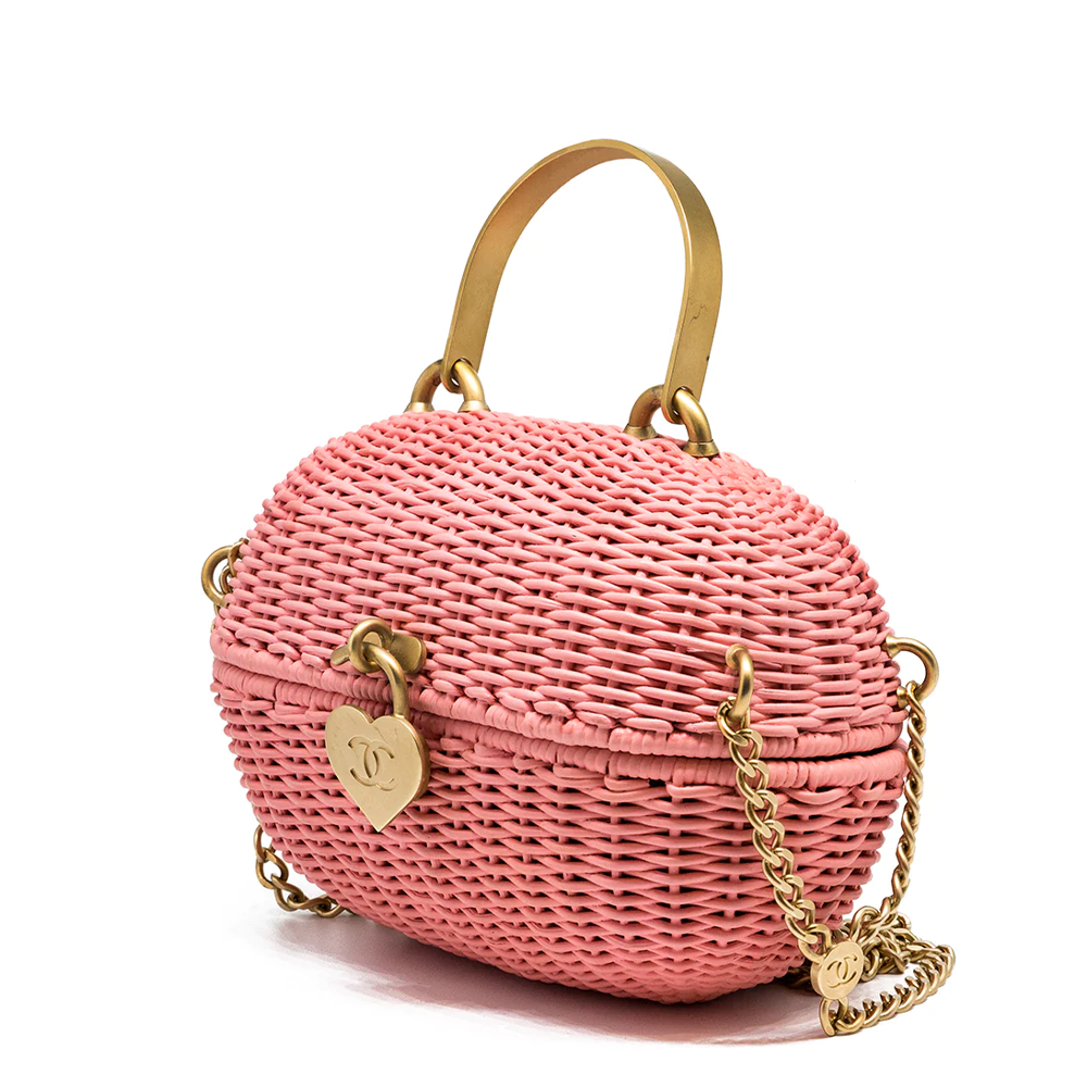 Pink Woven Padlock Bag