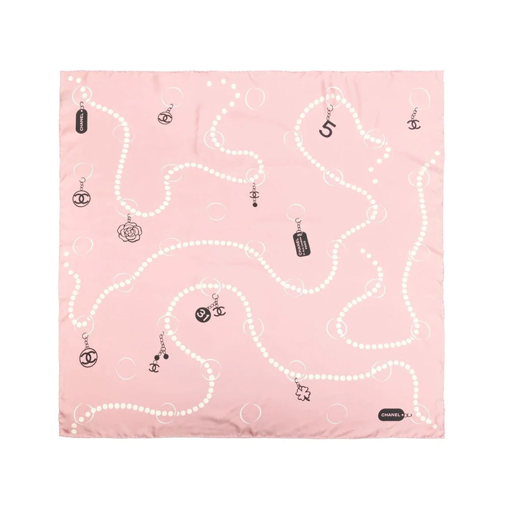 Pink Pearl CC Charms Silk Scarf