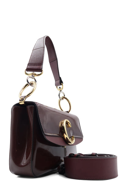 Small Chloe C Double Carry Bag Spazzolato Maroon