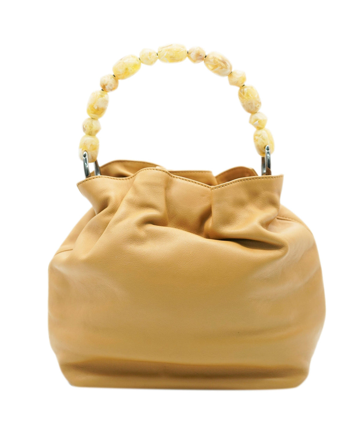 Christian Dior Vintage Tan Leather Maris Pearl Mini Tote REC1726