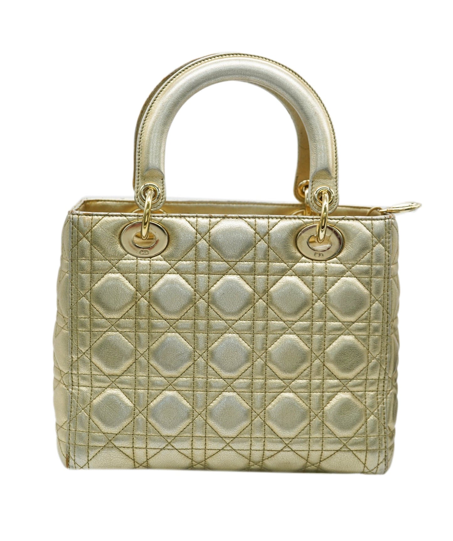 Dior metallic gold medium lady dior with GHW - AJC0859