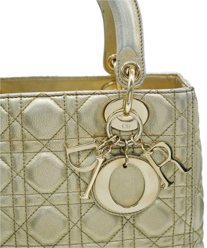 Dior metallic gold medium lady dior with GHW - AJC0859