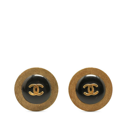 Chanel Gold Plated Coco Mark Vintage Earrings 94P