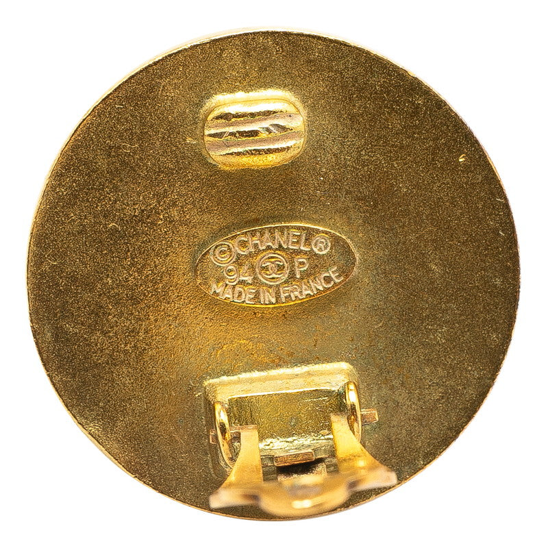 Chanel Gold Plated Coco Mark Vintage Earrings 94P
