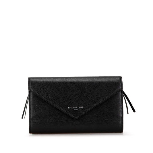 Balenciaga Leather Logo Bifold Wallet Black