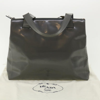 Prada Tote Bag Patent Leather Gray  cl230