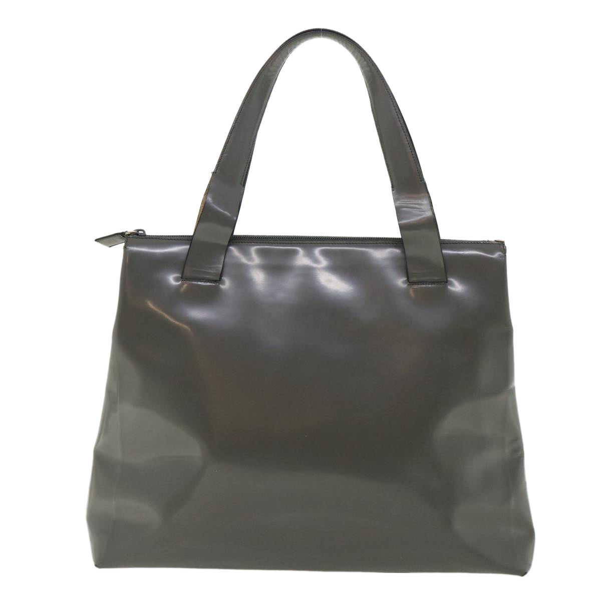 Prada Tote Bag Patent Leather Gray  cl230