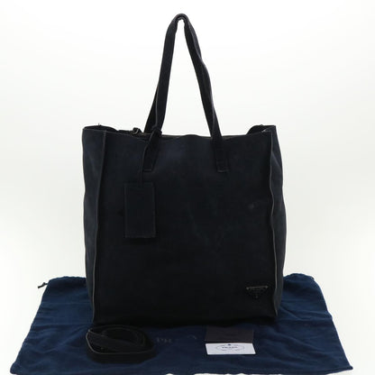 Prada Tote Bag Suede 2way Navy  cl300