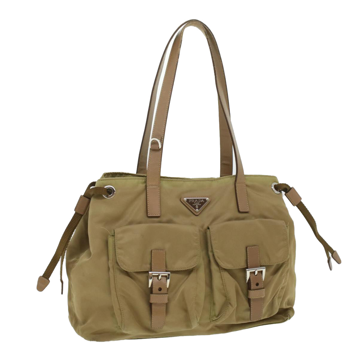 Prada Shoulder Bag Nylon Khaki  cl322