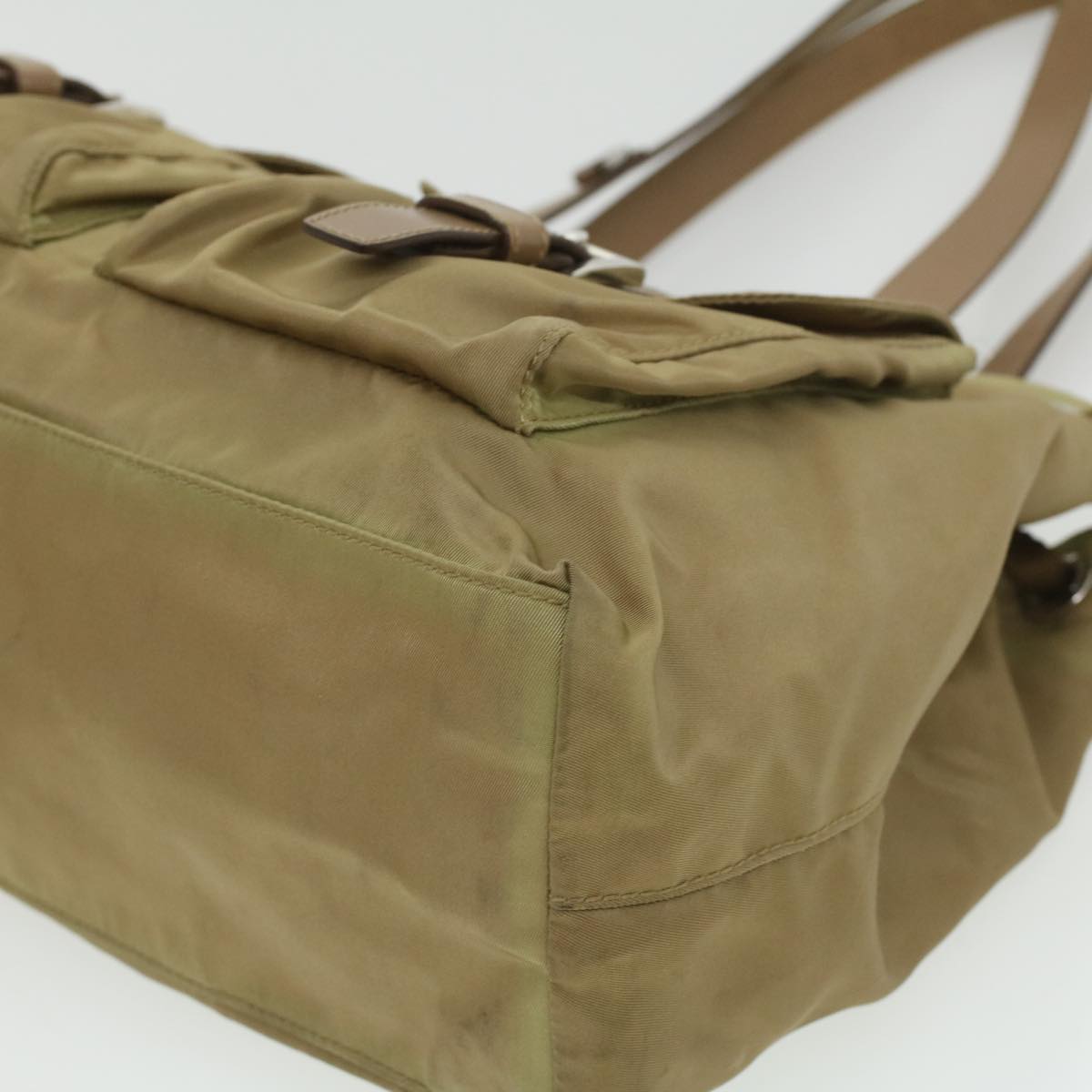 Prada Shoulder Bag Nylon Khaki  cl322