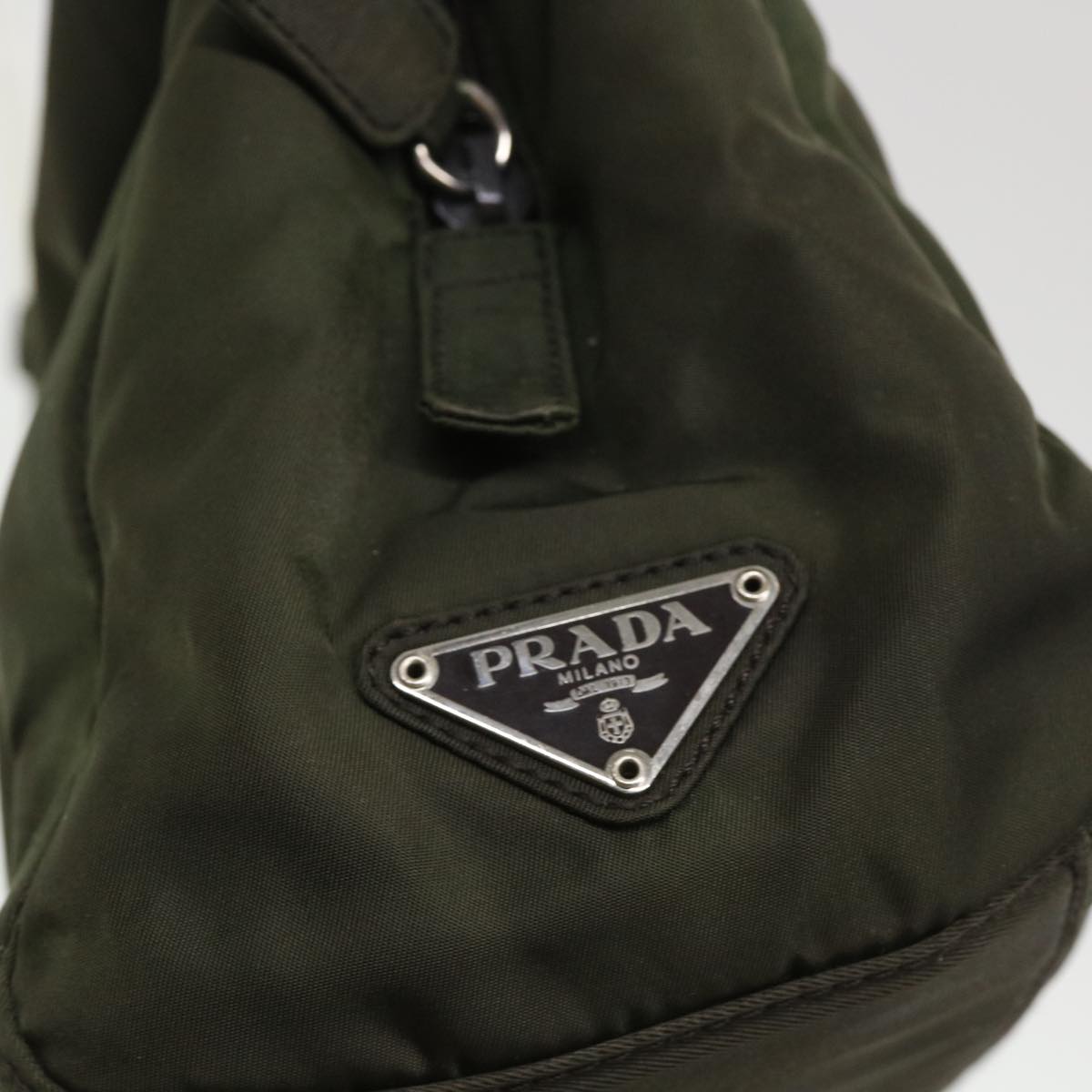 Prada Hand Bag Nylon Khaki  cl475