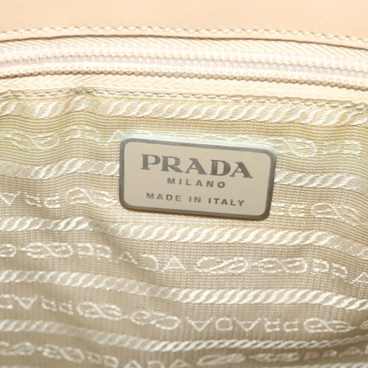 Prada Shoulder Bag Leather Beige  cl476