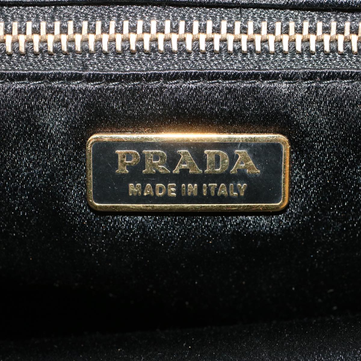 PRADA Hand Bag Satin Black Auth cl629