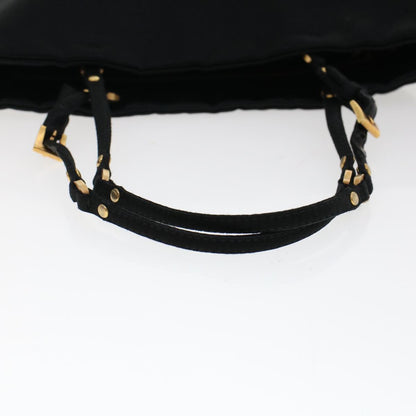 PRADA Hand Bag Satin Black Auth cl629