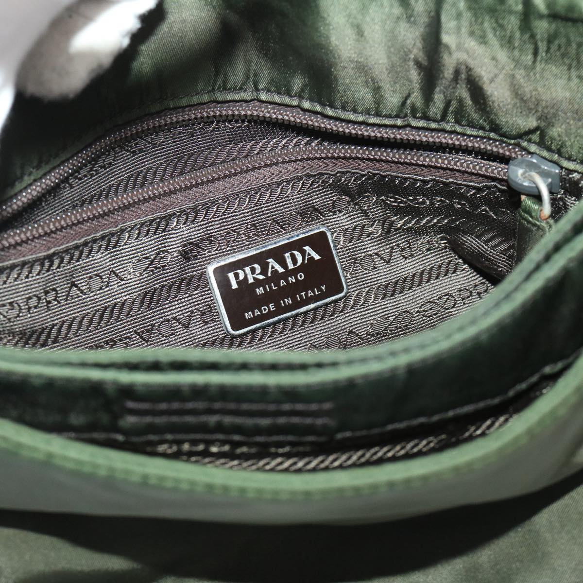 Prada Shoulder Bag Nylon Green  cl654