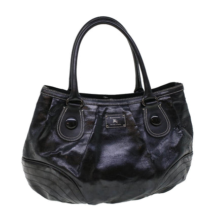 Burberry Blue Label Shoulder Bag Coated Canvas Black Auth cl755