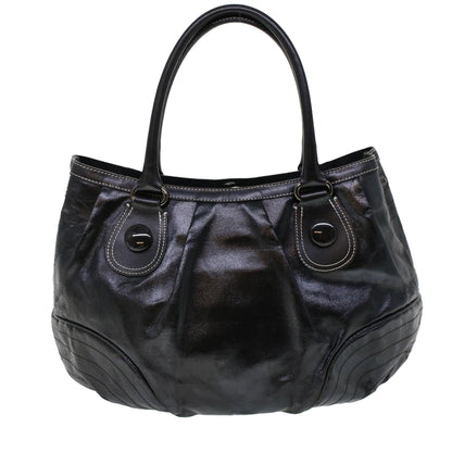 Burberry Blue Label Shoulder Bag Coated Canvas Black Auth cl755