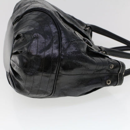 Burberry Blue Label Shoulder Bag Coated Canvas Black Auth cl755