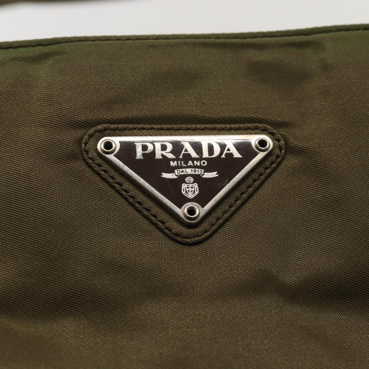 PRADA Hand Bag Nylon Khaki Auth cl841