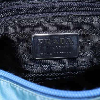 PRADA Hand Bag Nylon Blue Silver Auth cl856