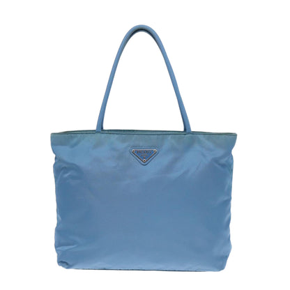 PRADA Hand Bag Nylon Blue Silver Auth cl856