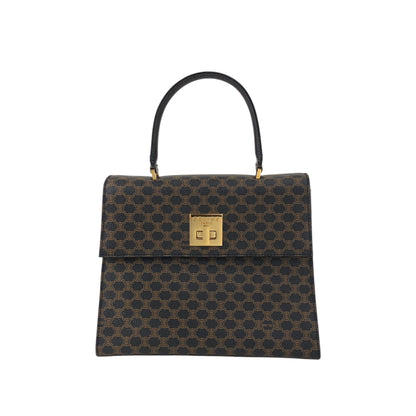 CELINE Macadam Turn Lock Handbag Black Vintage 75x5vx
