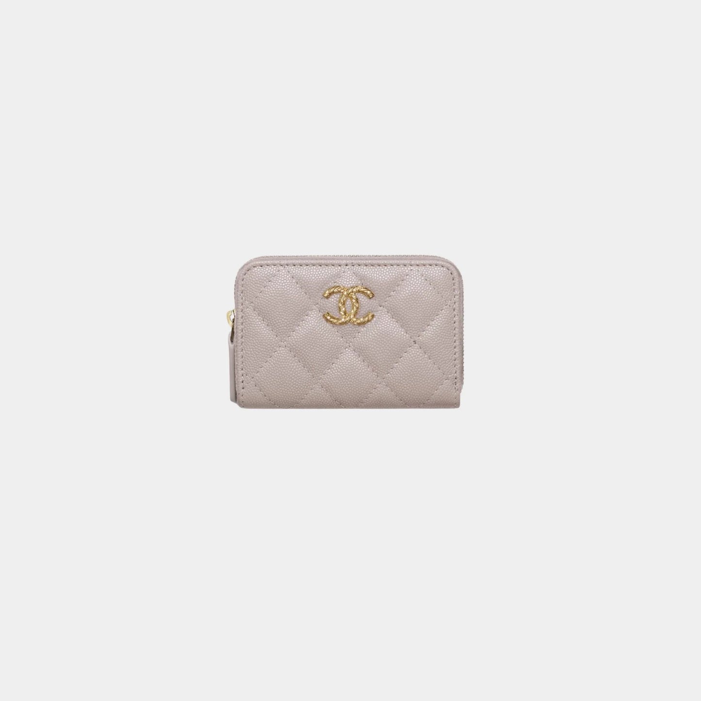 Chanel Coin Purse Shiny Grained Calfskin & Gold Tone Metal, Dark Grey 