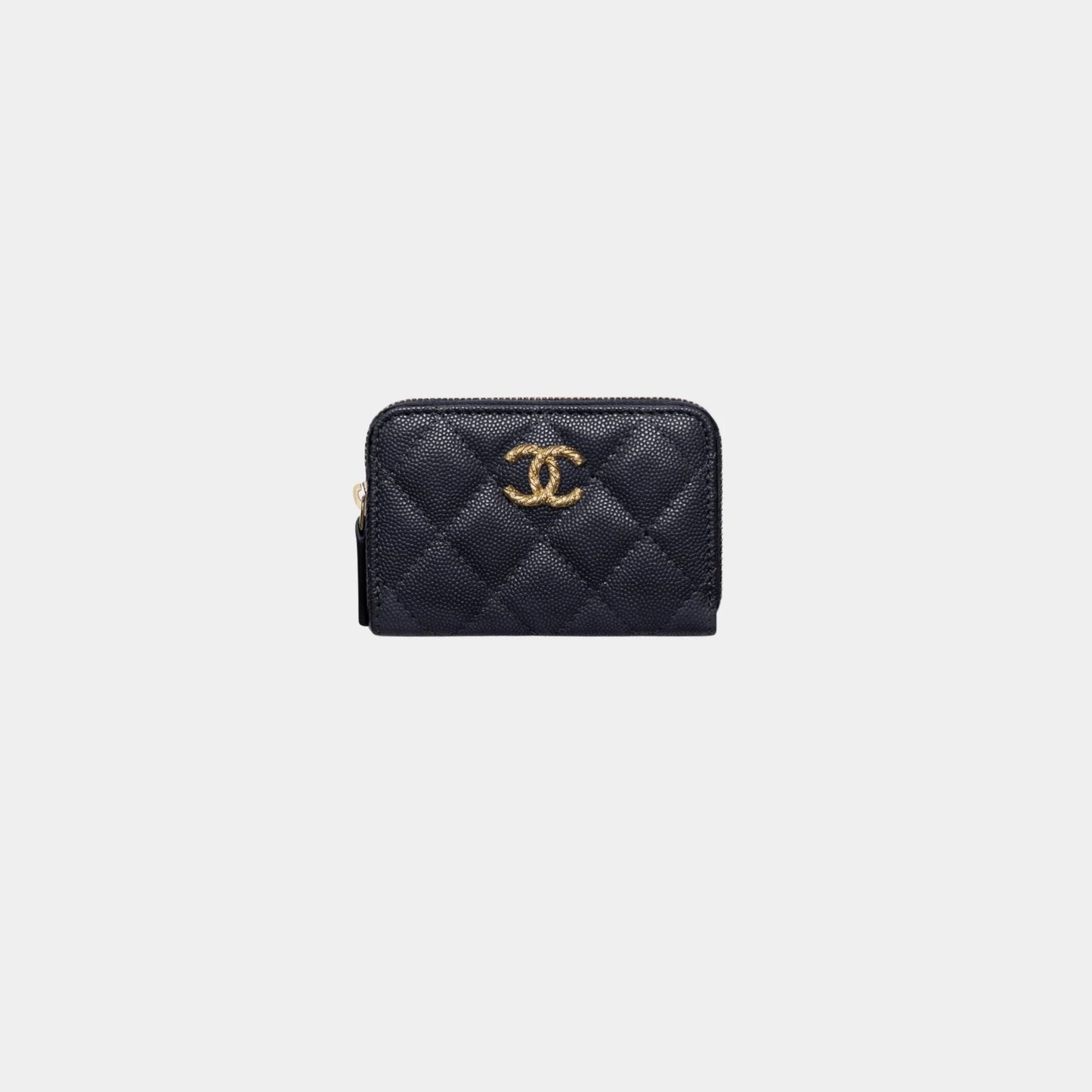 Chanel Coin Purse Shiny Grained Calfskin & Gold Tone Metal, Dark Blue 
