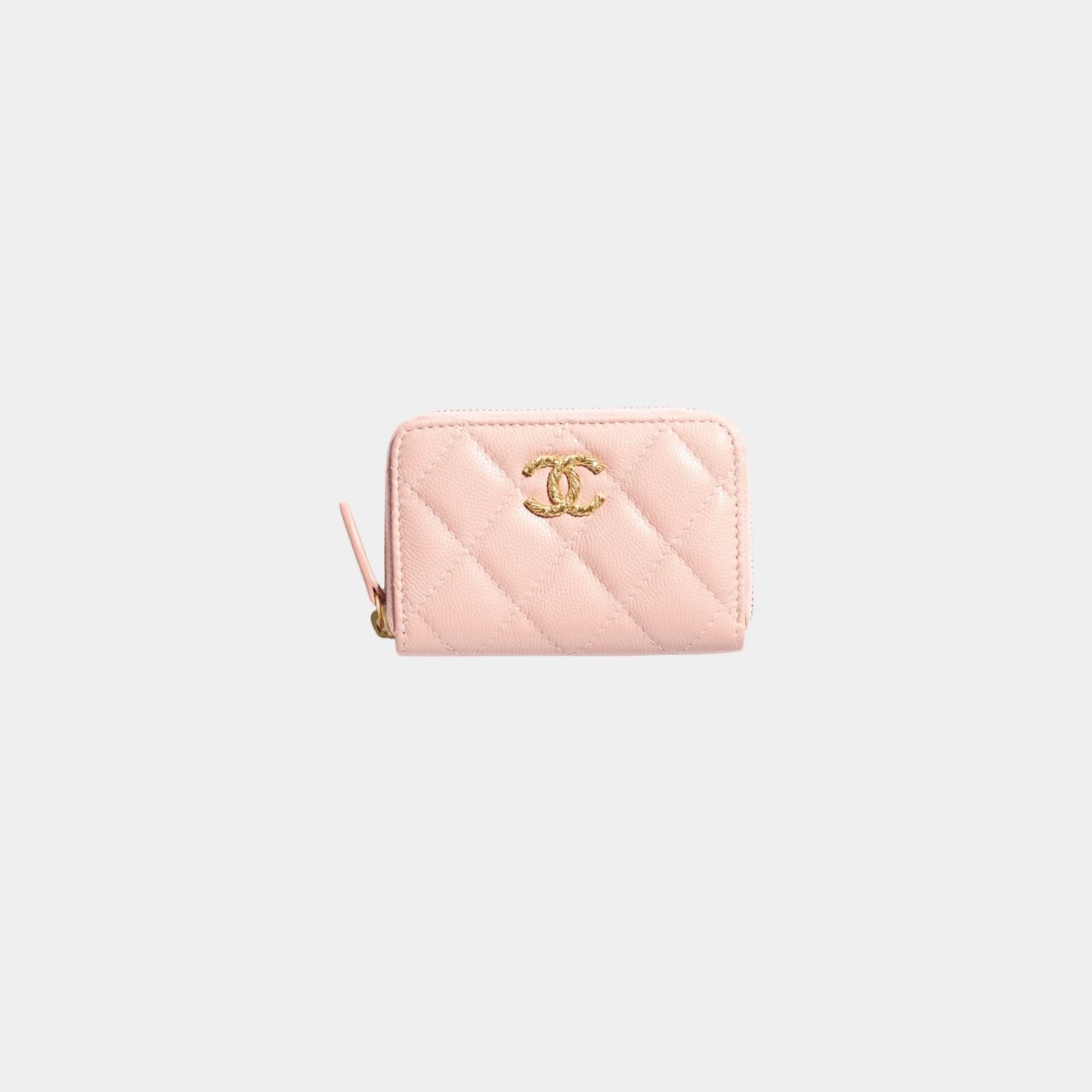 Chanel Coin Purse Shiny Grained Calfskin & Gold Tone Metal, Light Pink 