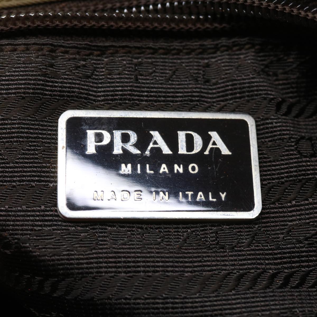 Prada Hand Bag Nylon Khaki  cr603