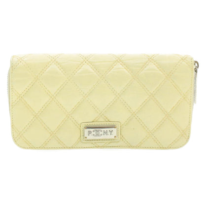 CHANEL Matelasse Zippy Long Wallet Beige CC Auth cr619