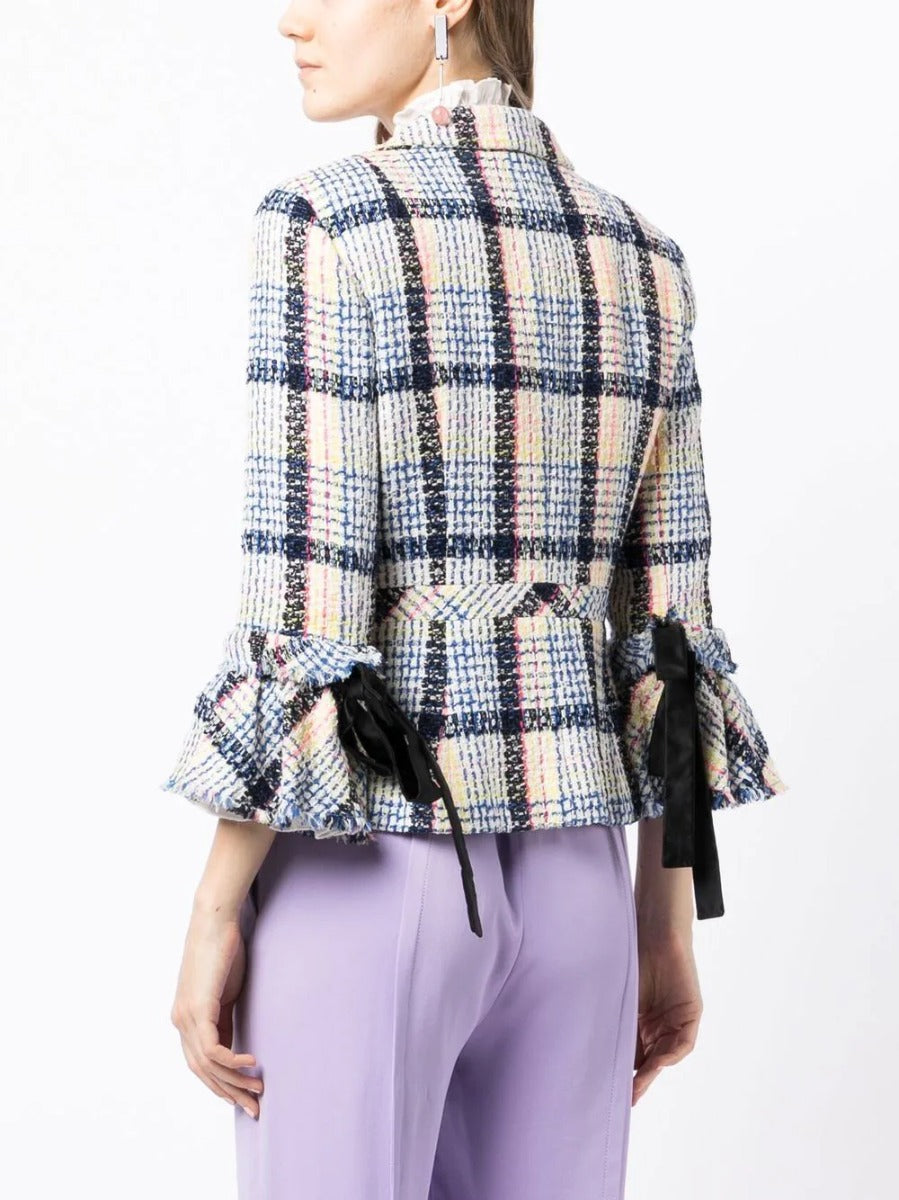 Ribbon-Detailed Tweed Jacket