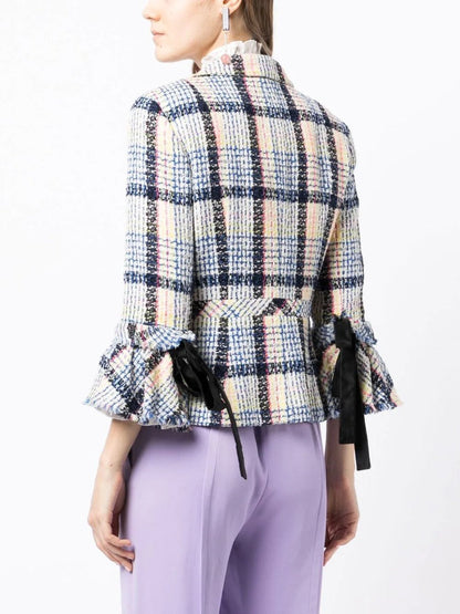 Ribbon-Detailed Tweed Jacket