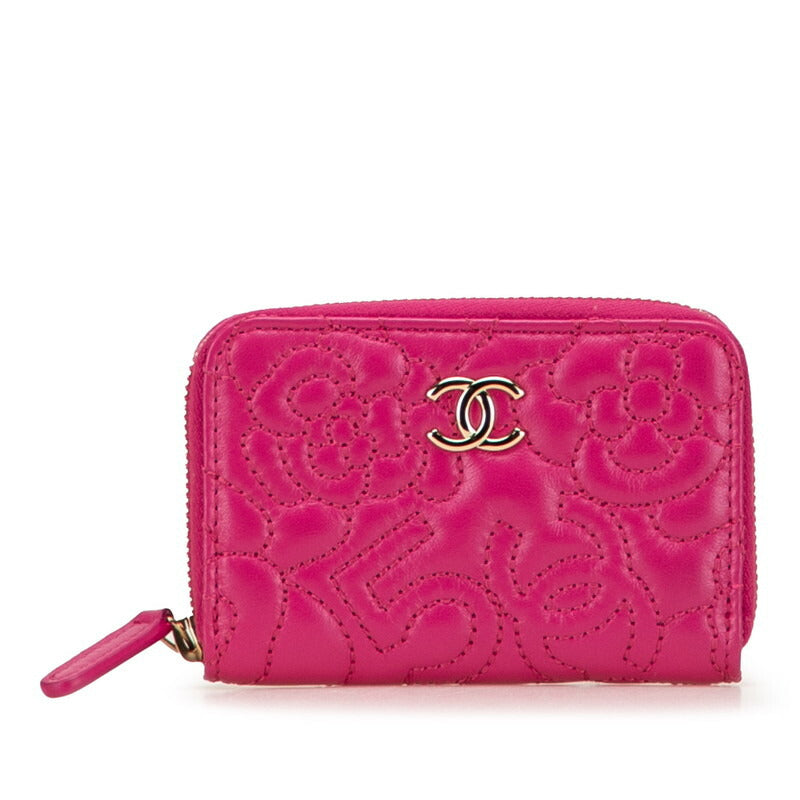 Chanel Camellia Lambskin Coin Case